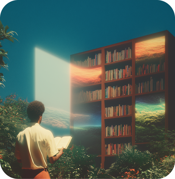 Person looking at a bookshelf